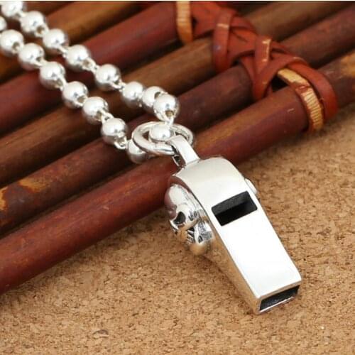 925 Sterling Silver Jewelry Whistle Skull Simple Pendant (FGL)