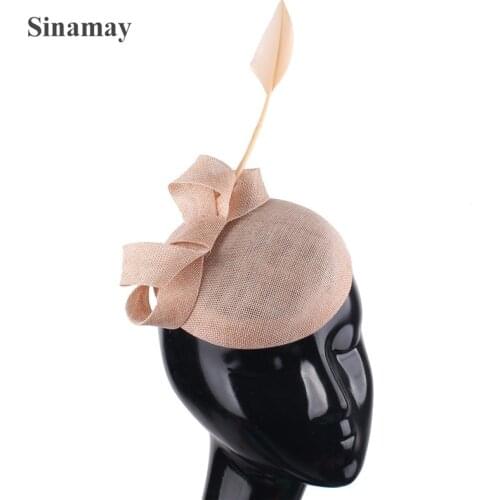 2020 Pink Elegant Women Hair Fascinators Hats For Weddings Headdress Fancy Feather Hair Accessories Female Tea Party Fedora Hat