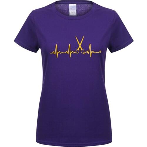Heartbeat of Hairdresser Women T Shirts Cool Hair Printed Girl Tees Short Sleeve Cotton Barber Women T-shirts Tops OT-725