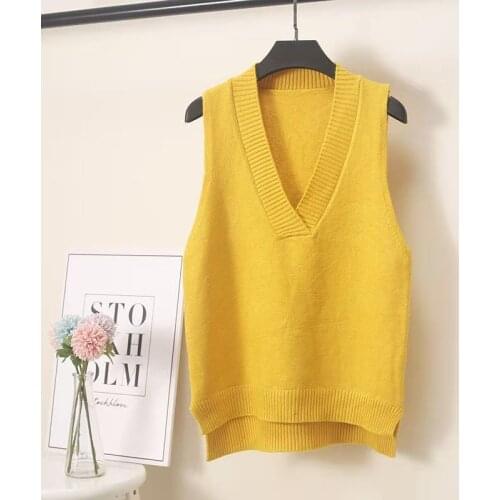 Women Sweater Vest Spring 2021 Autumn Ladies Loose Knitted Sweater Sleeveless Female V-Neck Pullover Tops Outerwear 3XL H1085