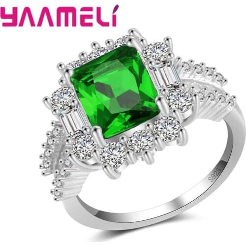 Women Luxury Eternity Wedding Band Silver Ring Princess Cut Cubic Zircon Fashion Female Jewelry Anniversary Gift