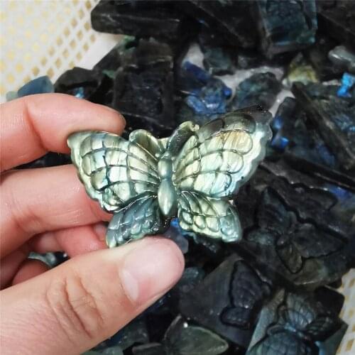 1pcs Hot crystal carvings natural hand-carved labradorite stone butterfly necklace fashion jewelry gifts