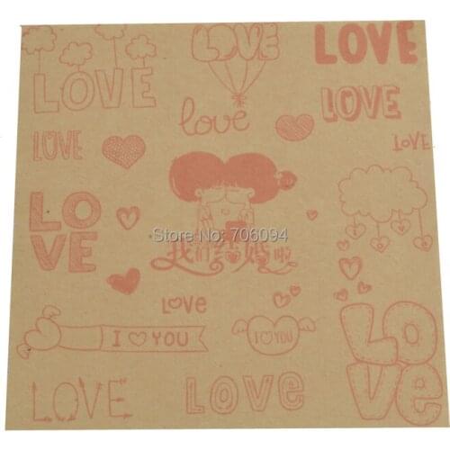 200PCS 10x10cm &13x13cm Pudding Bottle Sealing paper LOVE Mini Square kraft package paper Wedding gift paper