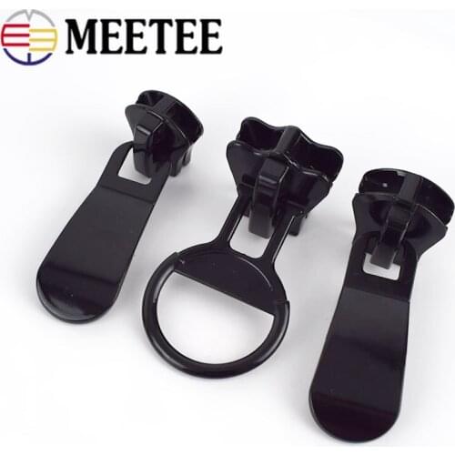 3pcs 15# 20# Black Zipper Sliders For Resin Down Jacket Tent Head Spoon Shape Puller DIY Sewing Accessories
