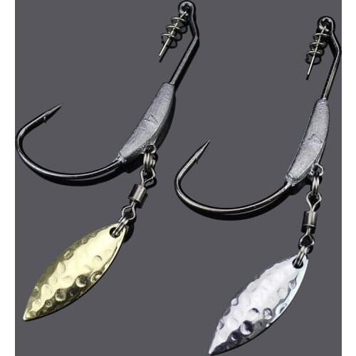 3Pcs/Bag Lead Head Jig Fishing Hook With Spoon Perforated Durable Head Carbon Steel Hooks Fishing Jigging Hook Gold/Silver