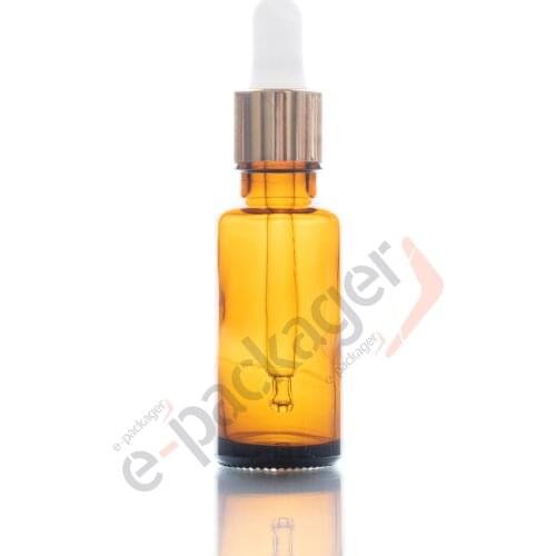 35Pcs Dropper Bottle Amber essential oil Glass Aromatherapy Liquid Brown 20ml Gold-white Dropper for massage Bottles Refillable