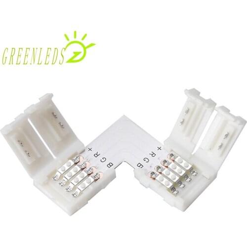 4pin 10mm L-Shape Quick Splitter LED Strip Corner Connector For 5050 RGB LED Strip Lights