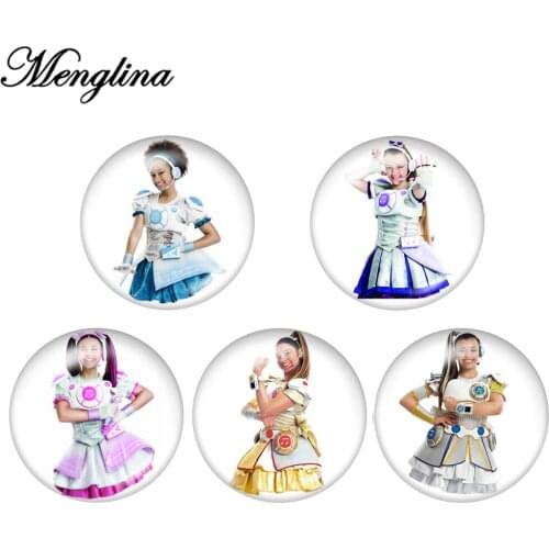 50pcs Mixed Round Cartoon Characters Little Girls Flatback Glass Cabochon for Kids Hair Bow Centers Jewelry Findings Accessories