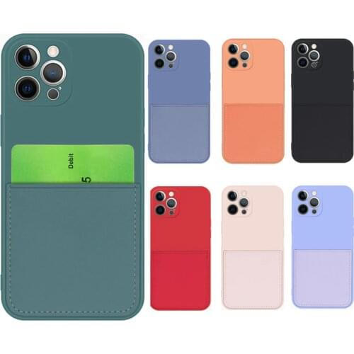 Wallet With Card Phone Case For iPhone 7 8 Plus 11 12 Pro Max Mini X Xs XR Original Silicone Soft Back Luxury Funda Cover Bag