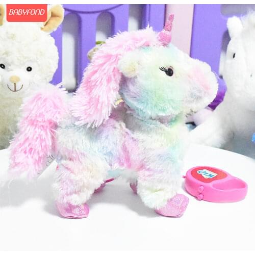 Childrens electric plush toy doll unicorn can sing and walk electronic machine color with remote control