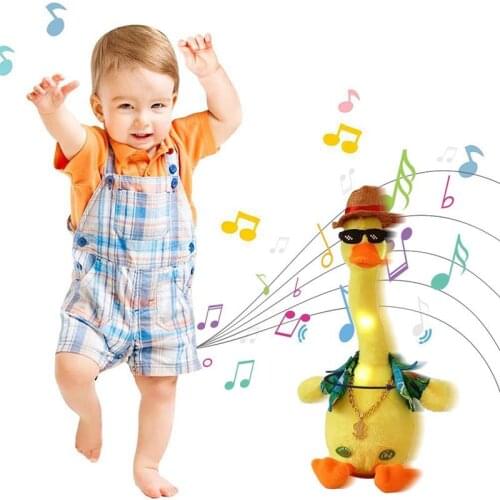 Electric Plush Duck Toy Repeat Duck Can Sing Dance Luminous Recording Learn Talk Doll Learn Tongue Duck Music Plush Animal Toy