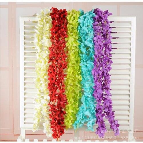 2.3 Meters Long Artificial Silk Flower Hydrangea Wisteria Vine Garland For Wedding Decoration Supplies 8 Colors Available