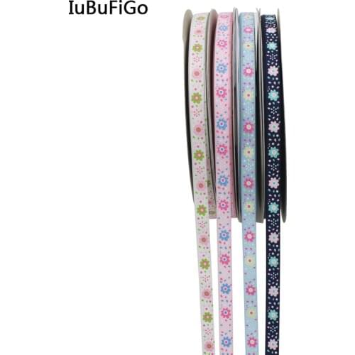 [IuBuFigo] Sunflower Printed Satin Ribbon Gift Print Tape For Decoration 9mm/16mm/25mm 10Y
