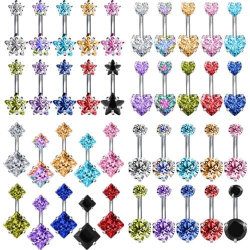 1PC 14G Stainless Steel Belly Button Rings Star Heart Zirconia Crystal Belly Navel Piercing for Women Sexy Nombril Piercing