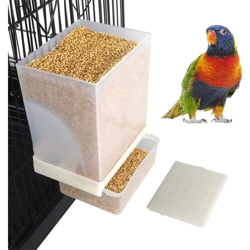 Parrot Cage Feeder Automatic Bird Seed Feeders Acrylic Transparent Seed Food Container Cage Accessories For Parakeets Cockatiels