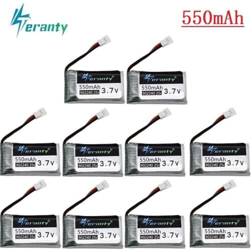 3.7V 550mAh 25c Lipo Battery for JXD 523 523W H43WH UFO Helicopters RC Quadcopter Spare Parts 902240 3.7v Drone battery 10pcs