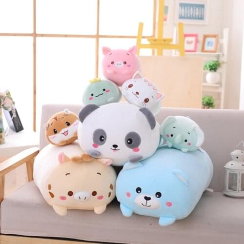 Soft Animal Cartoon Pillow Cushion Cute Fat Cat Panda Dinosaur Pig Elephant Bear Plush Toy Stuffed Kawaii Kids Birthyday Gift
