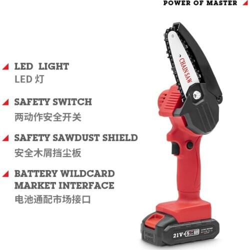 Rechargeable Cordless Mini Electric Chain Saw Woodworking Saw One-Handed Electric Saw Garden Logging Saw Lithium Chain Saw