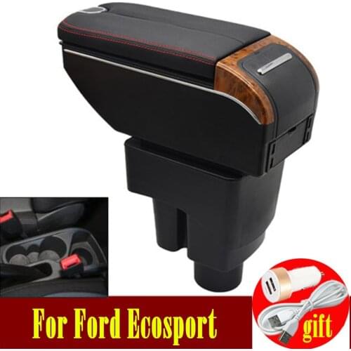 Car armrest box Arm Rest For Ford Ecosport 2013-2017 Double doors open 7USB Centre Console Storage Box Arm Rest