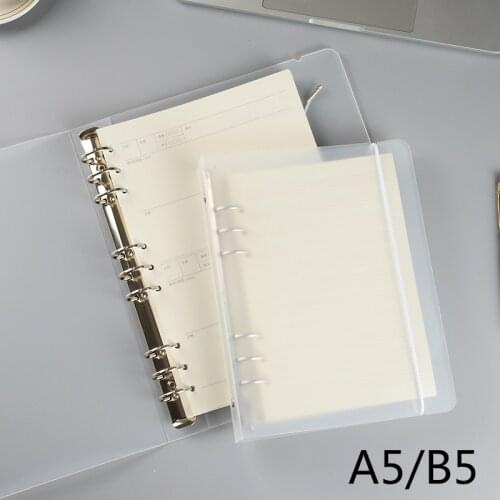 Translucent File Folder Note Book Loose Leaf Holder A5 B5 Notebook Diary Plan Binder Office School Supplies Ring Binder PP Bag