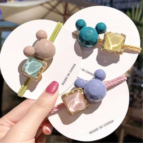 Disney cute Mickey Mouse girl headband rubber band tied hair Korean hair rope female hair ring baby dolls toys