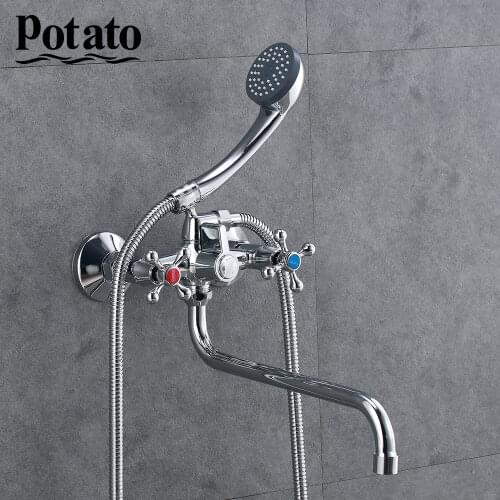 Potato Bathroom Faucets Shower Set Economic Zinc Trough Bathtub Sprayer Double Control Bath Mixer With Shower Head p2365