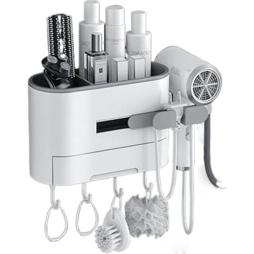 Zq Hair Dryer Rack Punch-Free Bathroom Toilet Storage Rack Wall-Mounted Tube Rack