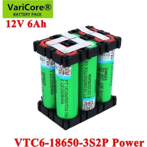 VariCore 11.1V/12.6V 18650 VTC6 3S2P US18650VTC6 6000mAh 20A For 12V wireless Screwdriver batteries DIY weld battery pack