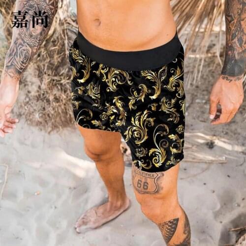 2021 European and American Spring Youth Floral Straight Quick Drying Beach Pants Mens Shorts Summer Shorts Men