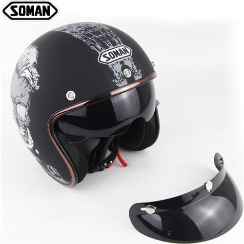 Vega Vintage Motorcycle Helmet for Men & Women, Classic Retro Open Face Design Lightweight DOT Certified for Motorbike Cruiser M