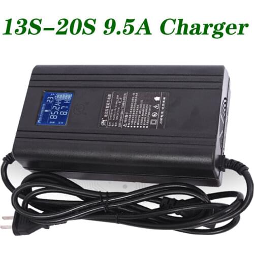 Lithium Batteri Charger 13S 14S 16S 17S 20S 72V 60V 48V Li-ion Lifepo4 Batteri Charger with LCD Display Screen Scooter e-bike