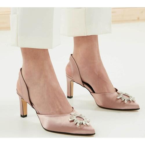 Mio Gusto Brand ZOEY, Black / White/Powder, 8Cm Heel-height with Cyristal Stones Sexy Women 's Pumps Shoes