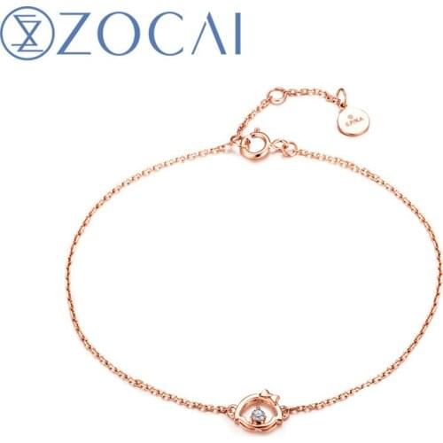 ZOCAI 2017 New Arrival Chi-Bi Sakura Real 0.03 CT Diamond Blacelet 18K Rose Gold (Au750) S80074T
