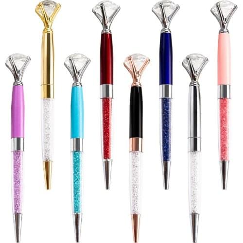 10pcs/lot Promotional Big Diamond Crystal Ball Pen Multi Color Crystal Diamond Ballpoint Pen With Customized Logo