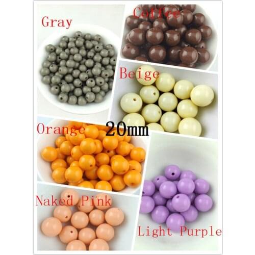 105PCS/lot 20mm Acrylic Solid Beads Jewelry Round Bubblegum Chunky Beads Cute Necklace Craft DIY Beads For Jewelry Making