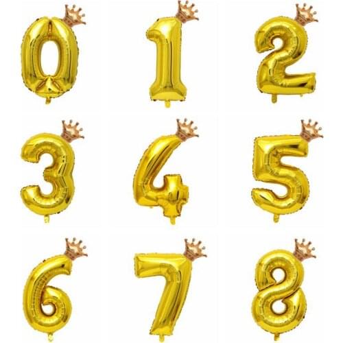 2pcs/lot 32inch Number Foil Balloons Digit air Ballon Kids Birthday Party wild one Decorations Figure 30 ans decoracao coroa