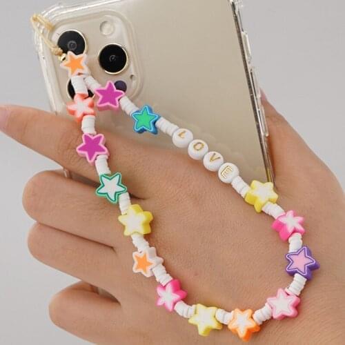 2021 Pearl Mobile Phone chain Strap Lanyard Colorful Soft Pottery Rope for Phone chain Case Hanging Cord Anti-lost Lanyard New