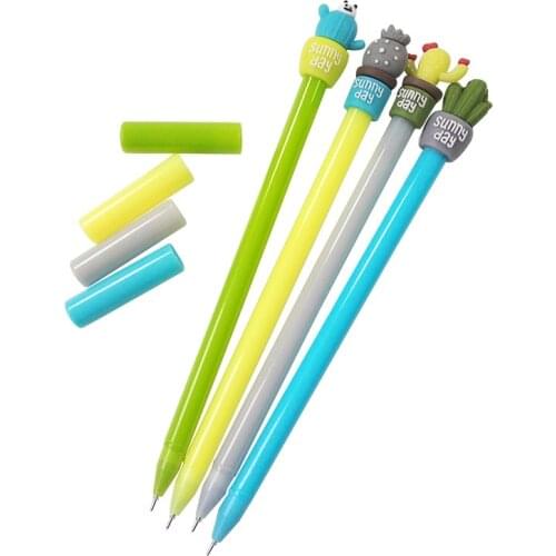 4Pcs/lot Cute potted cactus black gel pen writing pens stationery caneta material escolar office school supplies kids gifts