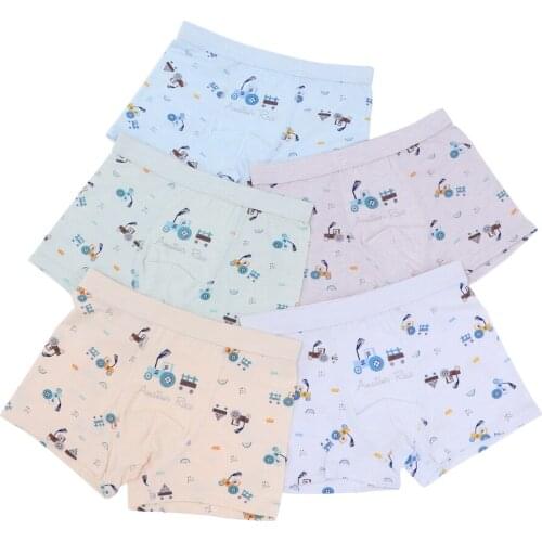5pcs/Lot Four Seasons Wear High Quality 47.5%Cotton Cartoon Boys Lycra Cute Car Cotton Underwear Set Childrens