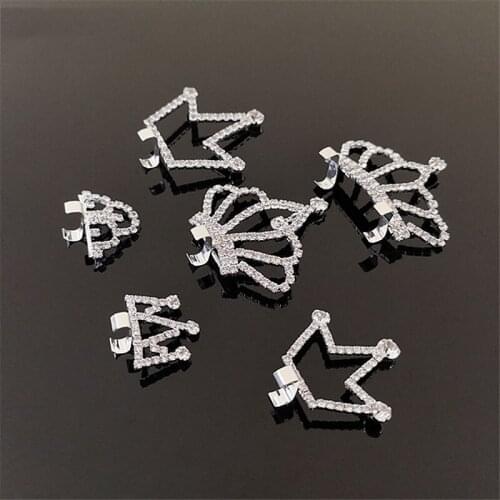 50pcs Crown Jewelry Crystal stone C Buckle Button Rhinestone Applique Accessories Wedding Hairpin Hair Clip Decor Garment Crafts