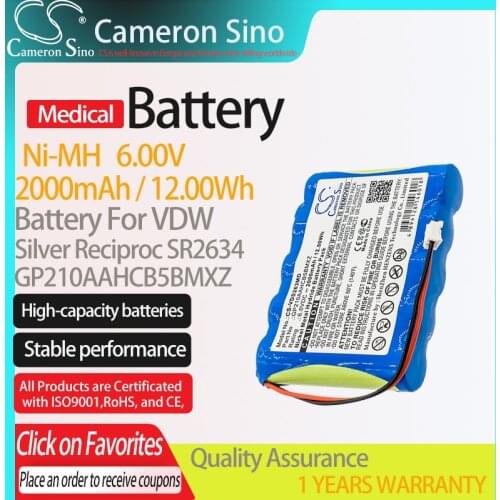 CameronSino Battery for VDW Silver Reciproc V0411630000000 fits VDW GP210AAHCB5BMXZ Medical Replacement battery 2000mAh/12.00Wh