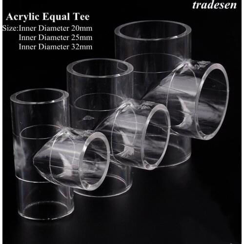 1PC Inner Dia 20/25/32mm Acrylic Pipe Aquarium Fish Tank Joint End Plug PMMA Watering Supply Plexiglass Tee Connector