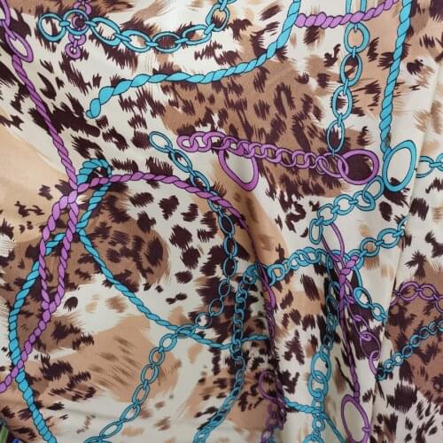Satin Fabric Chain Leopard Print Ribbon Material Glossy Charmeuse Polyester Tilda Scarf Material