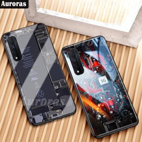 Auroras For Realme Narzo 30 5G Case Explorer Painted Tempered Glass Cover For Realme7 4G Shockproof Hard Cases