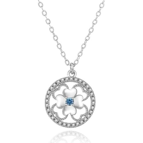 S925 Sterling Silver Hollow Four-leaf Clover Necklace Female Fashion Light Luxury Niche Design Clavicle Chain