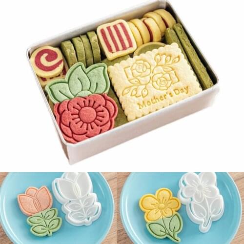 Flower Cookie Cutter DIY Happy Mothers Day Blossom Flower Cake Fondant Mold Plastic Cake Decorating Tools Baking Accessories