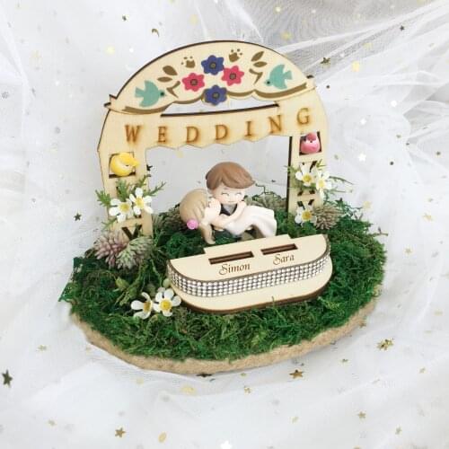 Custom name Rustic flower wooden Ring box for wedding engagement Bride Groom Marriage photo props party decorations