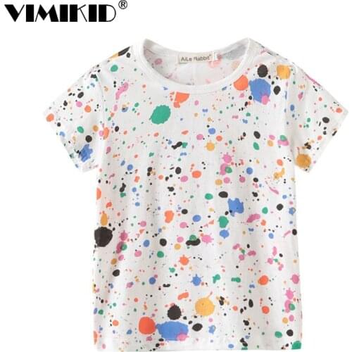 VIMIKID childrens wear short-sleeved t-shirts printed cotton Boys sweatshirts child with graffiti paint ink jet a generation
