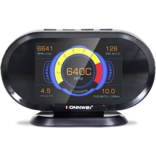 KW206 Diagnosis Tool Auto OBD2 Code Reader Scanner Hud Head-Up Display 12V Car Fault Scanner Overspeed Speedometer Boost Gauge