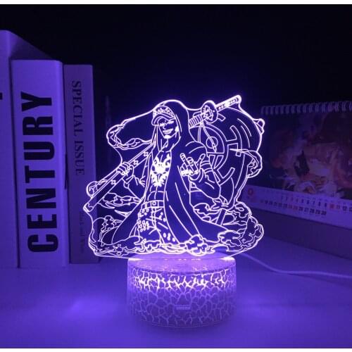 Figure Ornaments Acrylic Panel 3D LED Lamp Animation PeripheralsVisual Illusion White Cracked Base Night Light for USB Charging